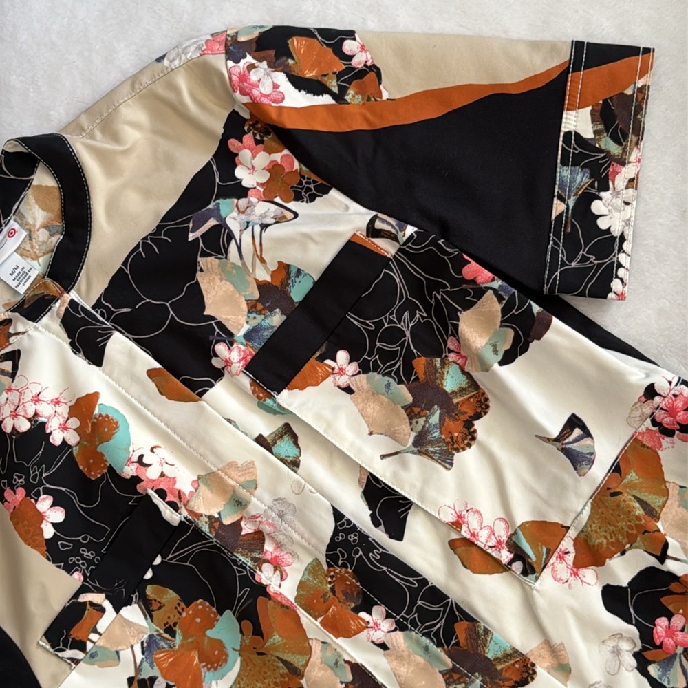 3.1 Phillip Lim x Target | Zip Front Woven Shirt Dress Paper Floral Print (M) - Picture 6 of 16